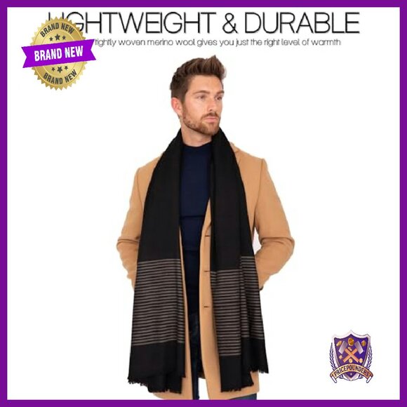 Large Merino Wool Travel Blanket Scarf Wrap - 3.25ft x 6.5ft